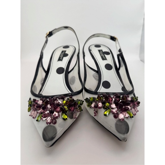 Dolce & Gabbana Crystal Embellished Polka Dot Slingback Heels - Picture 3 of 12